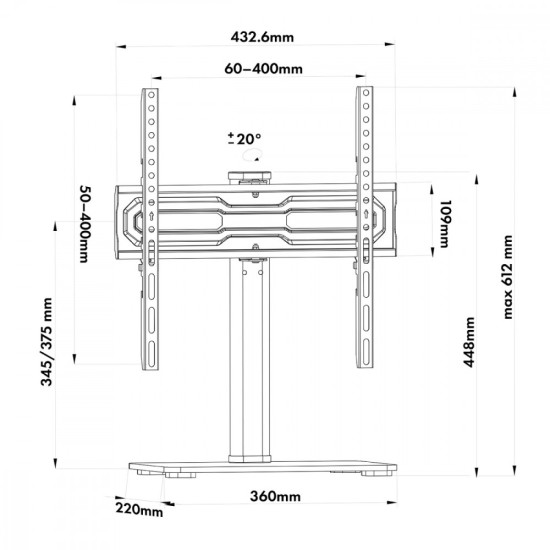Uniwersalny stojak, max 35kg MC-132 na szafke RTV, obrót 20 stopni, dla TV 32-55'