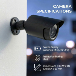 Atrapa kamery tubowej diody IR LED, IR1800 B czarna, zasilanie 2xAA, ABS 