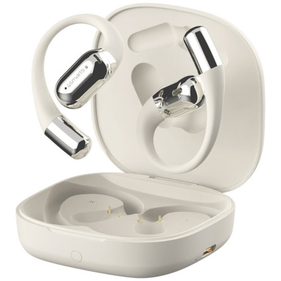 Słuchawki Bluetooth OWS tłumacz AI SkyBuds z ekranem Beżowe 