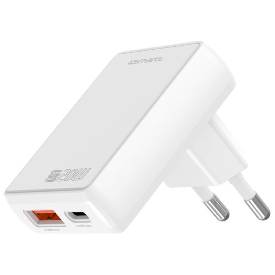Ładowarka sieciowa FlatPlug Duos 20W USB-C + USB-A Biała 