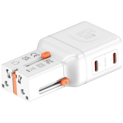 Ładowarka podróżna World Travel 65W USB-C + USB-A Biała 
