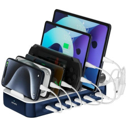 Stacja ładujaca Team 100W zestaw kabli 5xUSB-C + 1xUSB-A ładowanie do 9 urządzeń jednocześnie Granatowa 