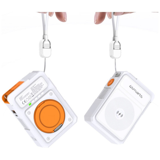 Ładowarka 6w1 Powerbank 10000mAh 22,5W Qi indukcyjne USB-C +     USB-A + kabel USB-C Biała 