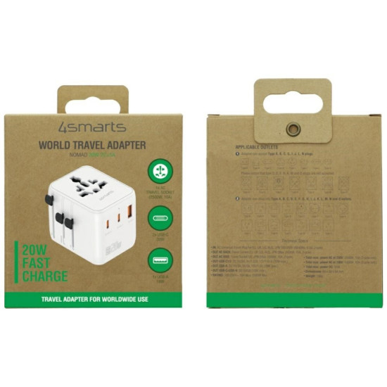 Adapter podróżny 20W GaN Nomad 2xUSB-C + 1xUSB-A 