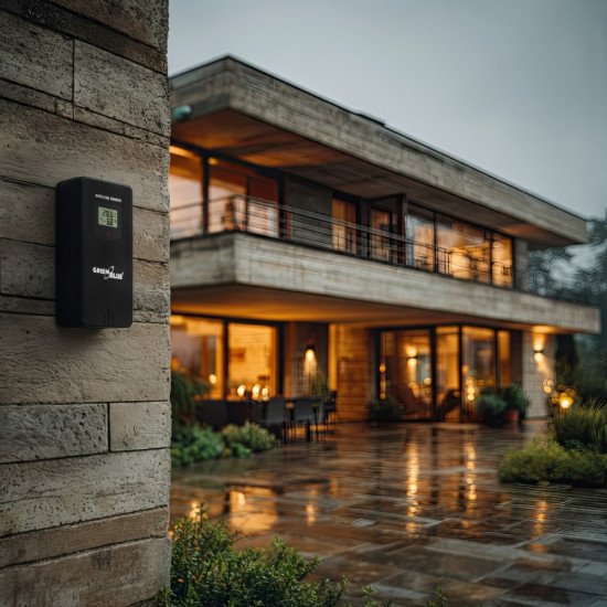 Stacja pogodowa bezprzewodowa GB540N wskaźnik komfortu, pomiar wilgotności, fazy księżyca, zegar z systemem DCF