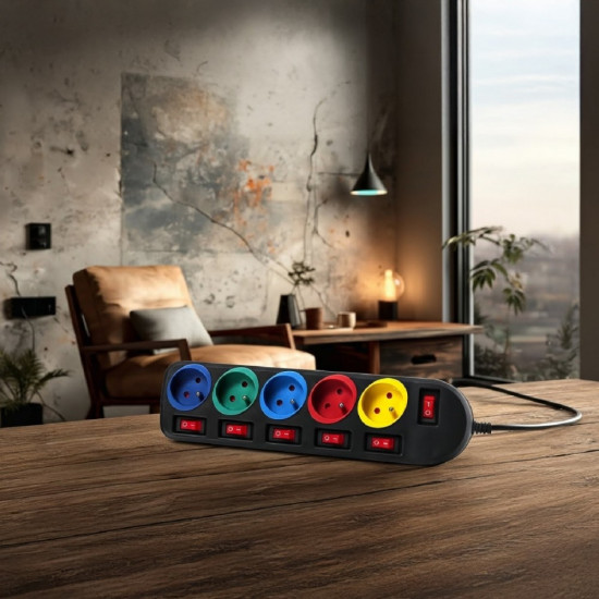 Listwa zasilająca 1,5m przedłużacz 5 gniazd MCE204M 