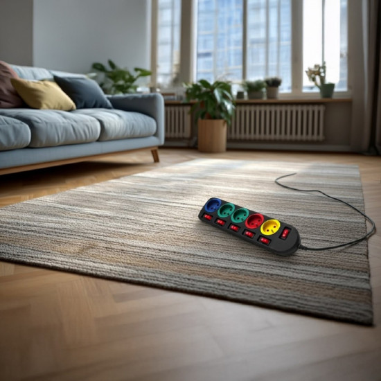 Listwa zasilająca 1,5m przedłużacz 5 gniazd MCE204M 