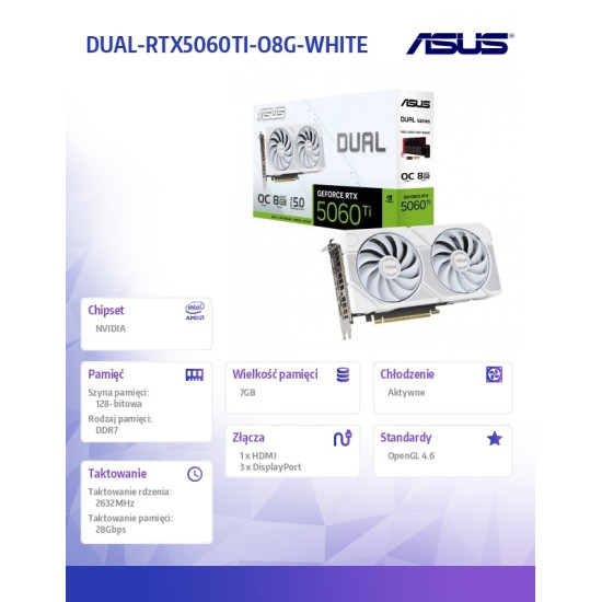 Karta graficzna GeForce RTX 5060 Ti DUAL 8GB GDDR7 128BIT HDMI/3DP