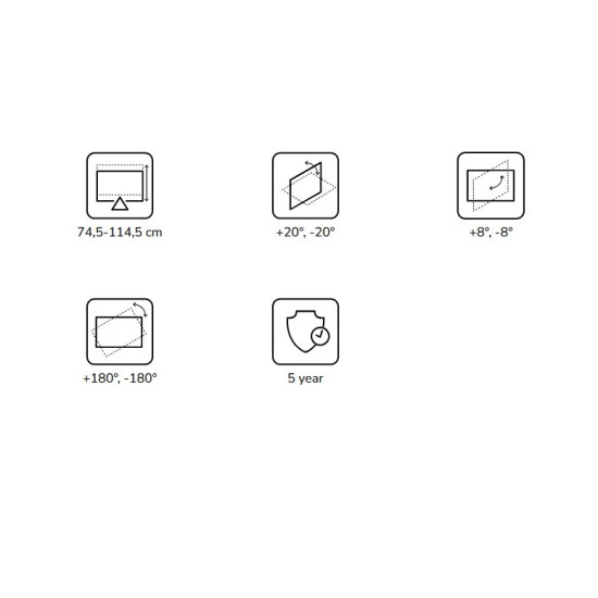 Uchwyt sufitowy do projektora CL25-550WH1 35kg 74,5-114,5cm