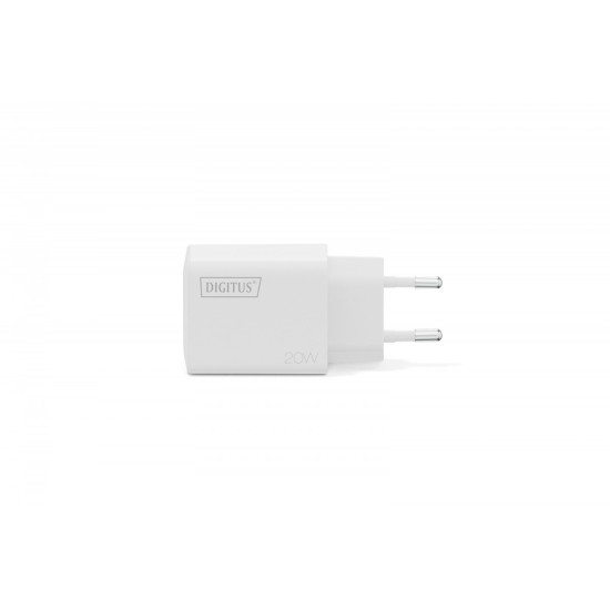 Ładowarka sieciowa/zasilacz USB 20W, 1x USB-C, 1x USB-A, biała 