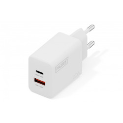 Ładowarka sieciowa/zasilacz USB 20W, 1x USB-C, 1x USB-A, biała 