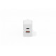 Ładowarka sieciowa/zasilacz USB GaN 30W, 1x USB-C, 1x USB-A, biała
