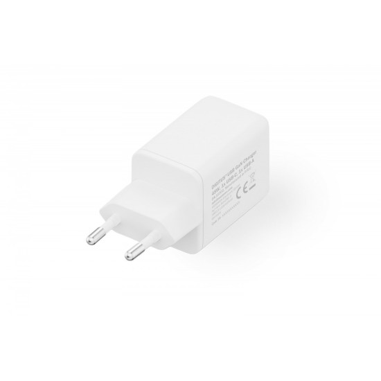 Ładowarka sieciowa/zasilacz USB GaN 45W, 1x USB-C, 1x USB-A, biała 