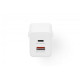 Ładowarka sieciowa/zasilacz USB GaN 45W, 1x USB-C, 1x USB-A, biała 