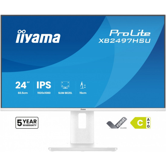 Monitor ProLite 23.8 cala XB2497HSU-W1  IPS,FHD,HDMI,DP,120Hz,350CD,2xUSBv3.2, 2xUSB-C, GW 5lat, HAS 150/PIVOT, BIAŁY