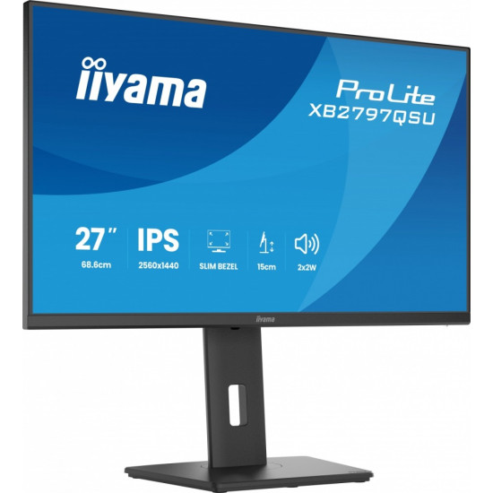 Monitor ProLite  27 cali XB2797QSU-B1 IPS,QHD,2xHDMI,DP,350cd,75Hz,1000:1,     USB HUB,x4 ((2x Type-A v.3.2 Gen 1 (5Gbps, 4.5W) 2x Type-C (5Gbps, 5W))