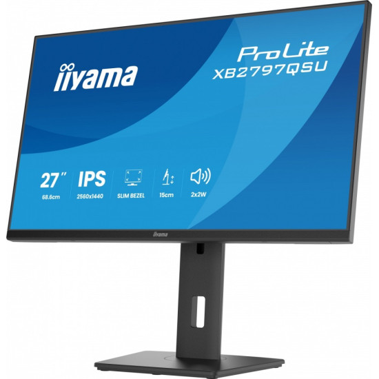 Monitor ProLite  27 cali XB2797QSU-B1 IPS,QHD,2xHDMI,DP,350cd,75Hz,1000:1,     USB HUB,x4 ((2x Type-A v.3.2 Gen 1 (5Gbps, 4.5W) 2x Type-C (5Gbps, 5W))