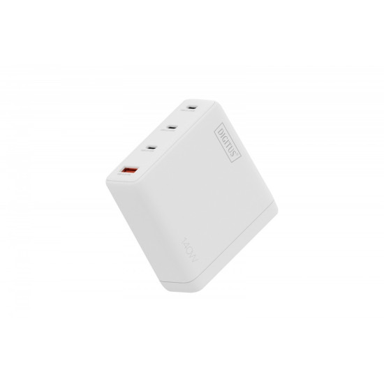 Ładowarka sieciowa/zasilacz USB GaN 140W, 3x USB-C, 1x USB-A, Biała