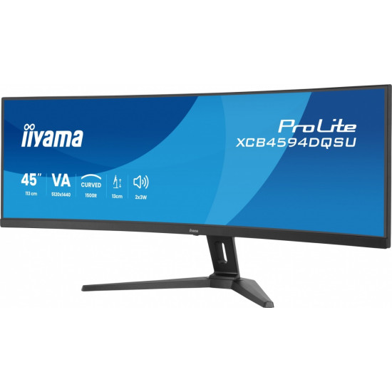 Monitor ProLite 44.5 cala XCB4594DQSU-B1 ,VA,DQHD,2xDP,2xHDMI,1500R,32:9,      450 cd/m2,  3000:1, USB HUB x4 (2x Type-A, 2x Type-C), 2 x 3W