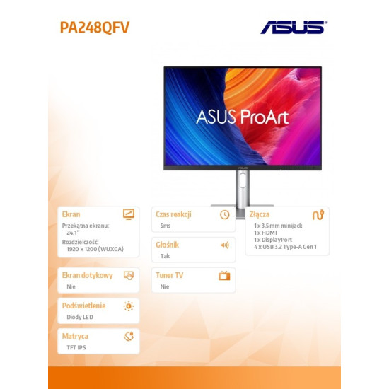 Monitor 24.1 cala PA248QFV PRO IPS WUXGA HDMI DP 100Hz