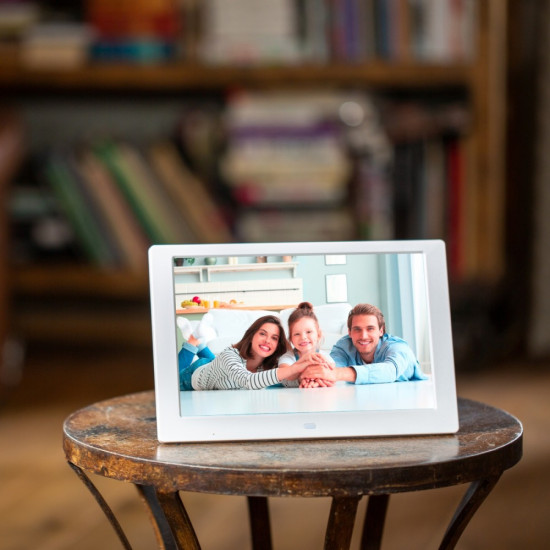 Ramka cyfrowa na zdjęcia i filmy 10,1 cala biała 