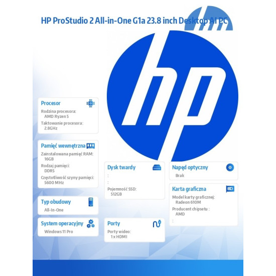 Komputer All-in-One  ProStudio 2 G2a R5-40  512GB/16GB/W11P/23.8 D35E9ET