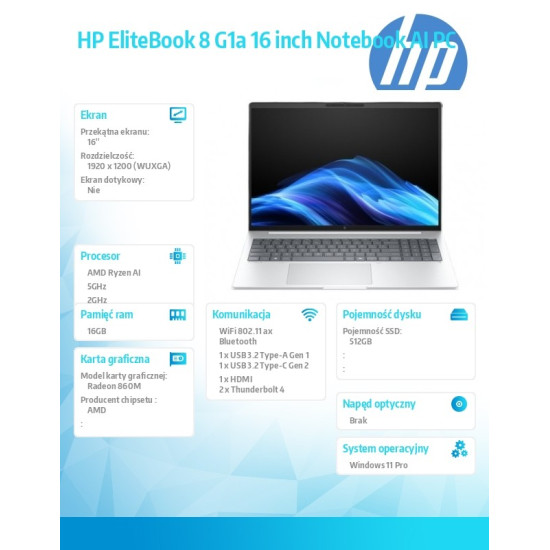 Notebook EliteBook 8 G1a RAIP350 512GB/16GB/W11P/16.0   C51G5ET