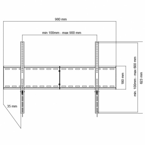 Uchwyt do TV LCD/LED/Multimedia 55-100 cali 140KG AR-96XL reg. Solid 35mm max VESA 900x600