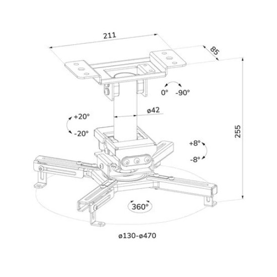 Uchwyt sufitowy do projektora CL25-530WH1 h:25,5 cm biały