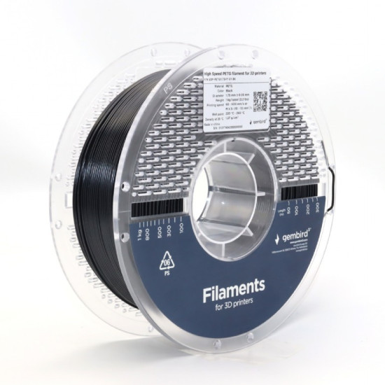 Filament PETG High Speed, 1,75 mm, 1 kg, czarny
