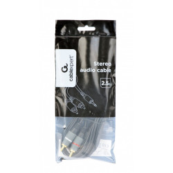 Kabel stereo minijack 3.5mm na 2*RCA 2.5m pozłacane złącza