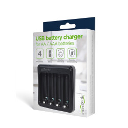 Ładowarka USB do akumulatorów AA/AAA, czarna