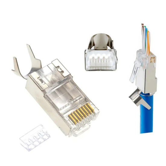 Wtyk modułowy przelotowy ekranowany CAT7 15u złocony CAT7 15u złocony, 50 szt. w opakowaniu 