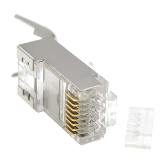 Wtyk modułowy przelotowy ekranowany CAT7 15u złocony CAT7 15u złocony, 50 szt. w opakowaniu 