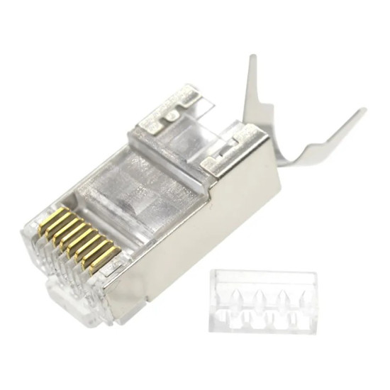 Wtyk modułowy przelotowy ekranowany CAT7 15u złocony CAT7 15u złocony, 50 szt. w opakowaniu 