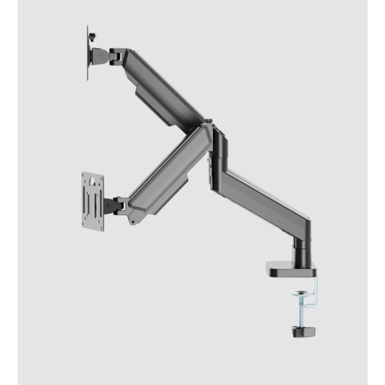 Ramię biurkowe na dwa monitory regulowane, od 17 do 32 cala obciążenie do 10kg, kolor czarny