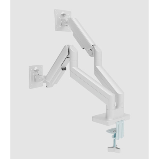 Ramię biurkowe  na dwa monitory regulowane, od 17 do 32 cale obciążenie do 10kg, kolor biały
