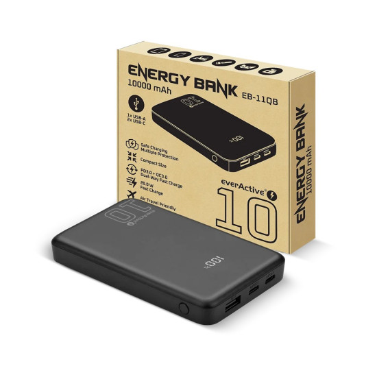 Powerbank 10 000 mAh 2X USB-C 1X USB 20W QC4.0 wyświetlacz LCD