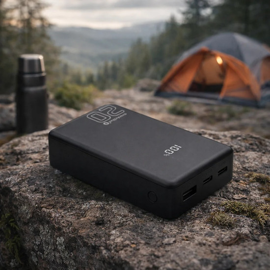 Powerbank 20 000 MAH 2X USB-C 1X USB 20W QC4.0 wyświetlacz LCD