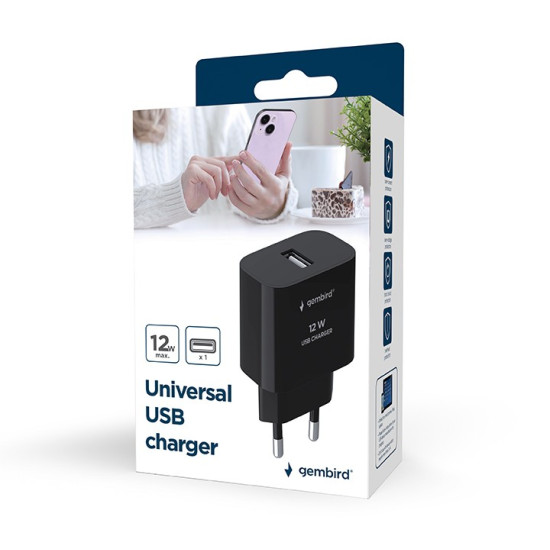 Ładowarka uniwersalna USB, 2.4 A, czarna