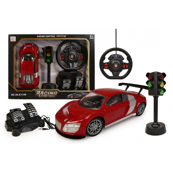Auto R/C z kierownicą i sygnalizacją świetlną