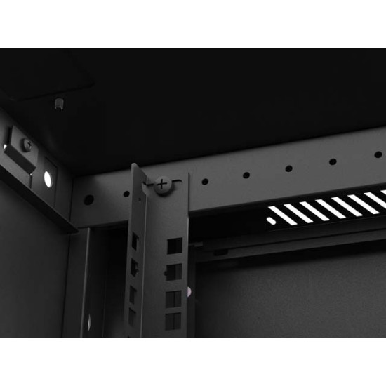 Szafa instalacyjna rack wisząca 19 cali 4U 600x450 czarna drzwi metalowe (flat pack) 