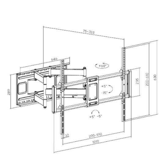 Uchwyt ścienny do telewizora (obracany i pochylany), 60-120 cali, do 120 kg 