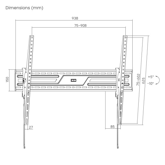 Uchwyt ścienny do telewizora (regulowany), 43-100 cali czarny 