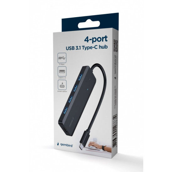 HUB 4-portowy USB 3.1 (Gen 1) typu C, port PD USB-C 