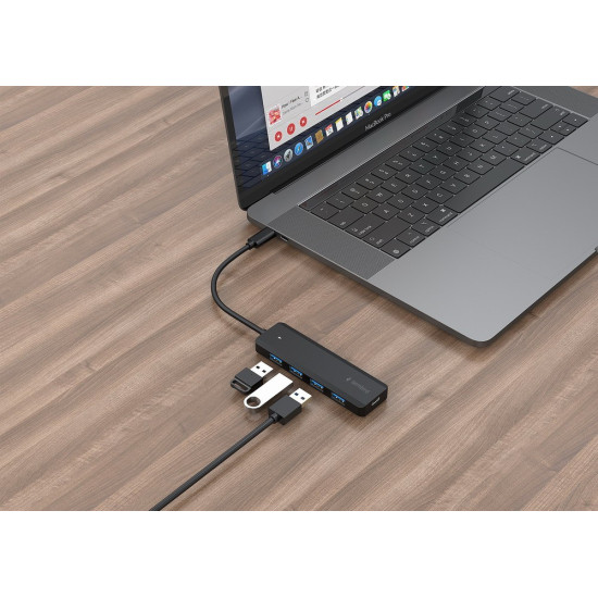HUB 4-portowy USB 3.1 (Gen 1) typu C, port PD USB-C 