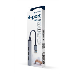 HUB USB 4-Porty (USB3 x 1, USB2 x 3), srebrny 