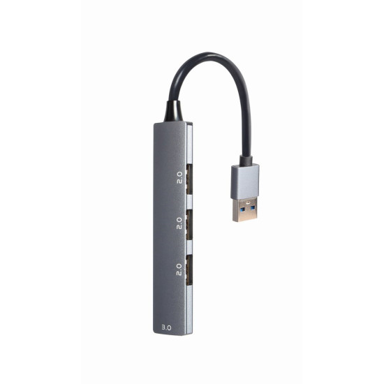 HUB USB 4-Porty (USB3 x 1, USB2 x 3), srebrny 