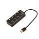 HUB 4-portowy USB 3.1 (Gen 1) z przełącznikami czarny 