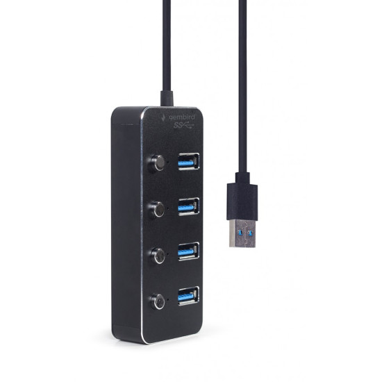 HUB 4-portowy USB 3.1 (Gen 1) z przełącznikami czarny 